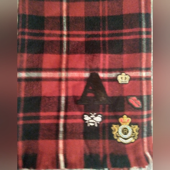 Aldo plaid women's scarf with patches - Picture 2 of 3